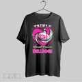 Original Green High School Football Tackle Breast Cancer Bulldogs Heart Ribbon Pink