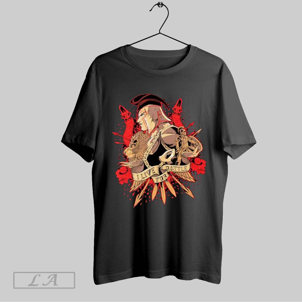 Original I Live For Battle Spartan And Lion Fantasy