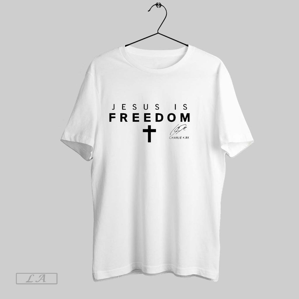 Original Jesus Is Freedom Charlie Kirk Christian Cross Tribute Christ Is King Usa