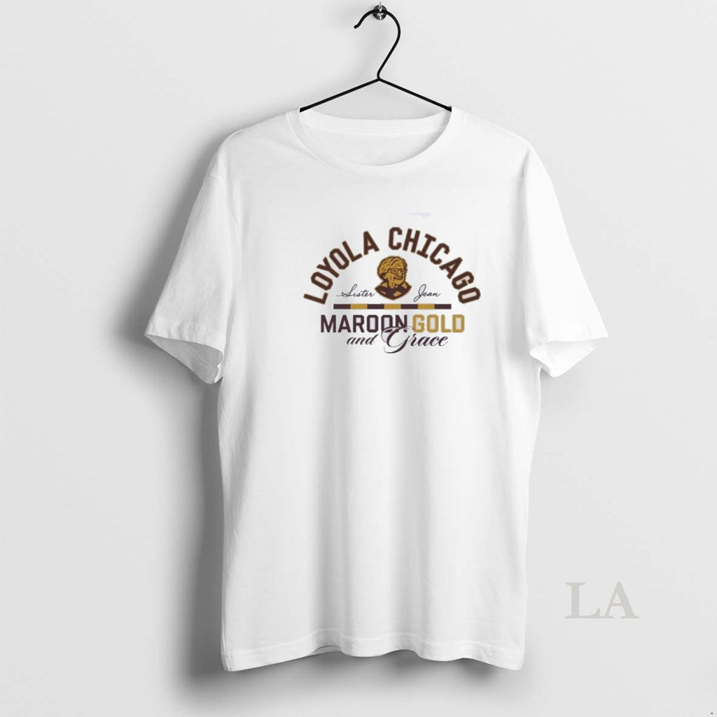 Original Loyola Chicago Basketball Sister Jean Maroon Gold And Grace