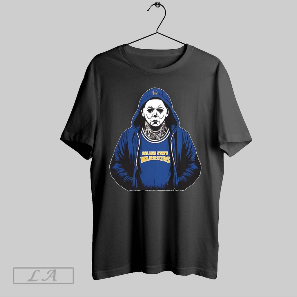 Original Michael Myers Wearing Golden State Warriors Nba Scary Halloween 2025 V Neck