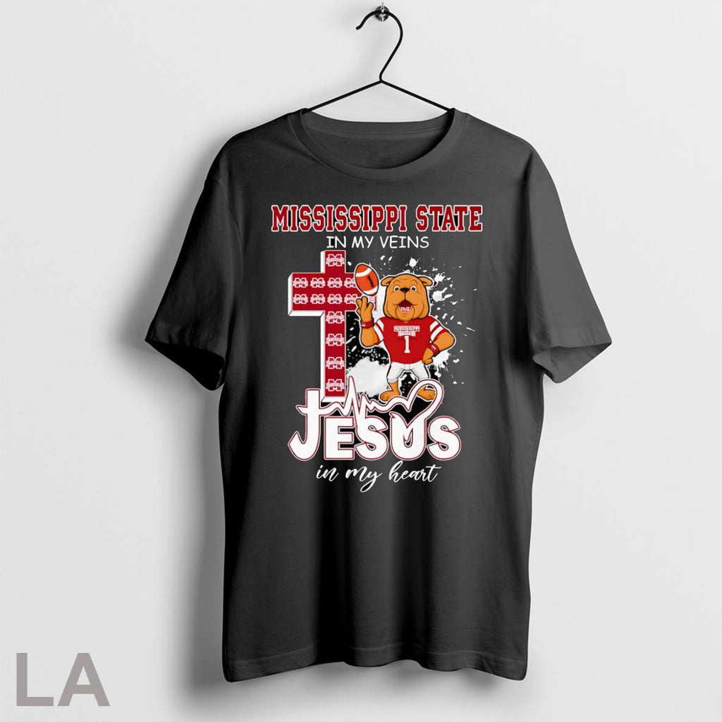 Original Mississippi State In My Veins Jesus In My Heart Mascot