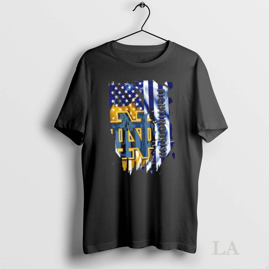Original Notre Dame Fighting Irish Football X American Flag