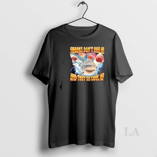 Original Sharks Dont Use Ai And Theyre Cool Af 90s Bootleg T-Shirts, Hoodie, Sweatshirt | WearSparks.com