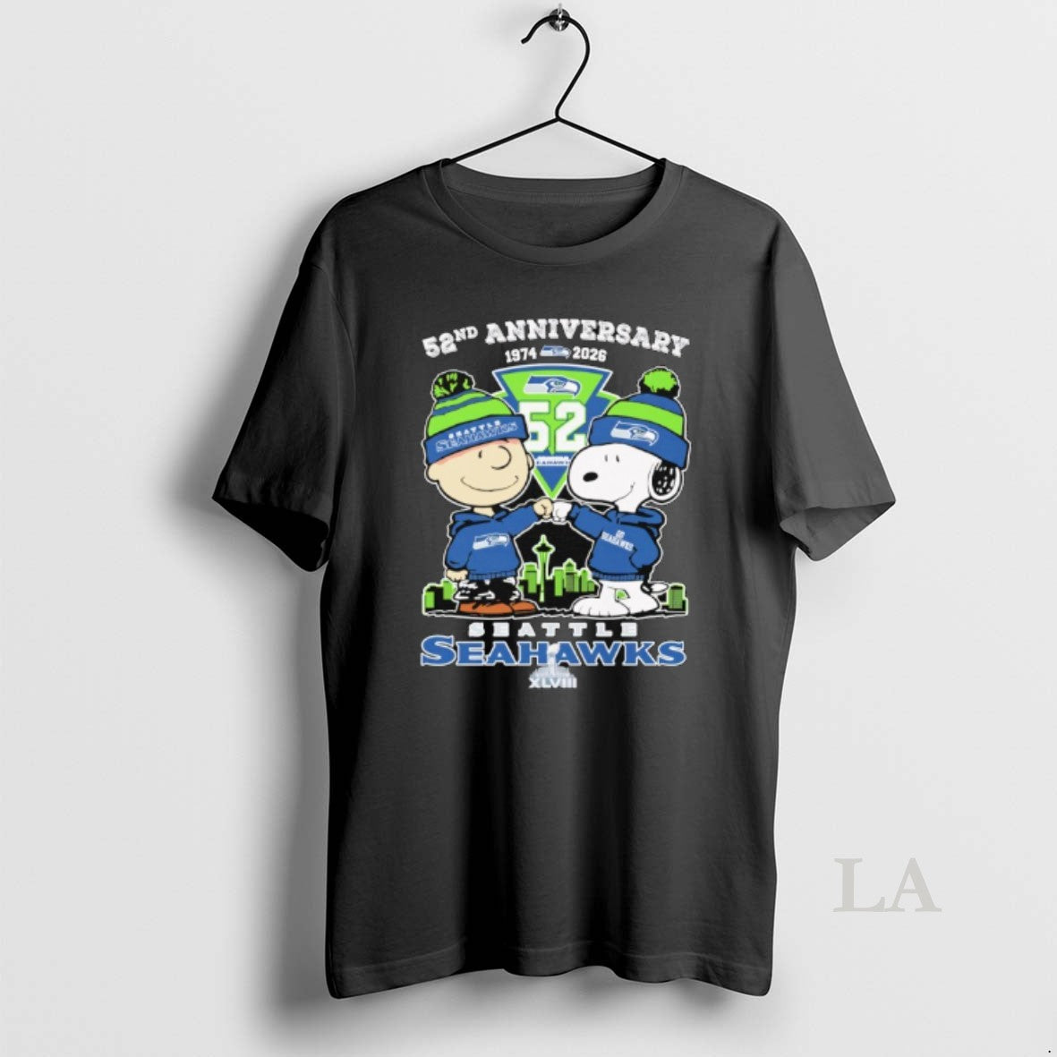 Original Snoopy And Charlie Brown Seattle Seahawks 52nd Anniversary 1974 2026 Thank You