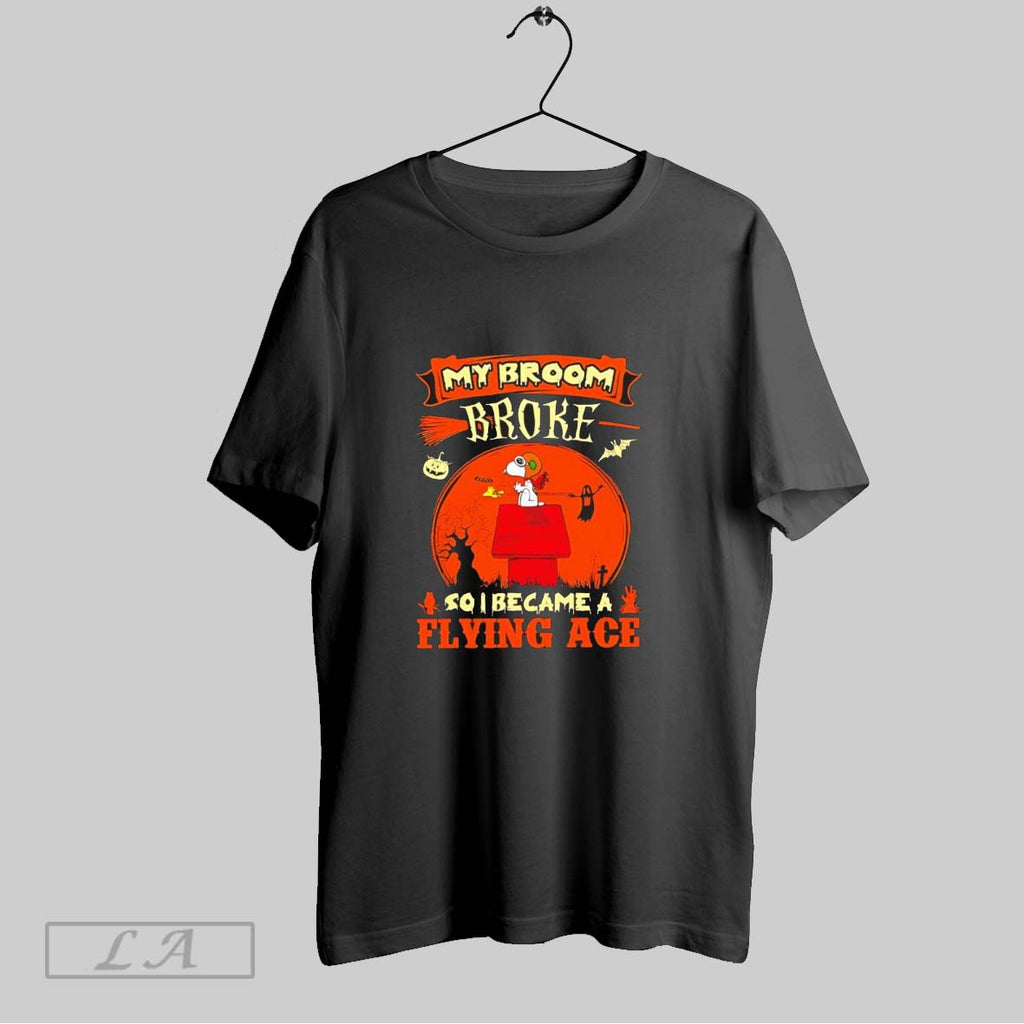 Original Snooy The Peanuts My Broom Broke So I Became A Flying Ace Halloween Cartoon
