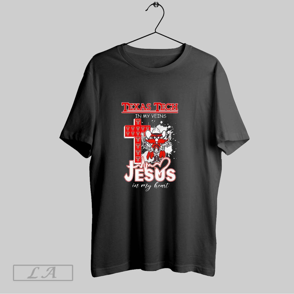 Original Texas Tech Red Raiders In My Veins And Jesus In My Heart Christian Football