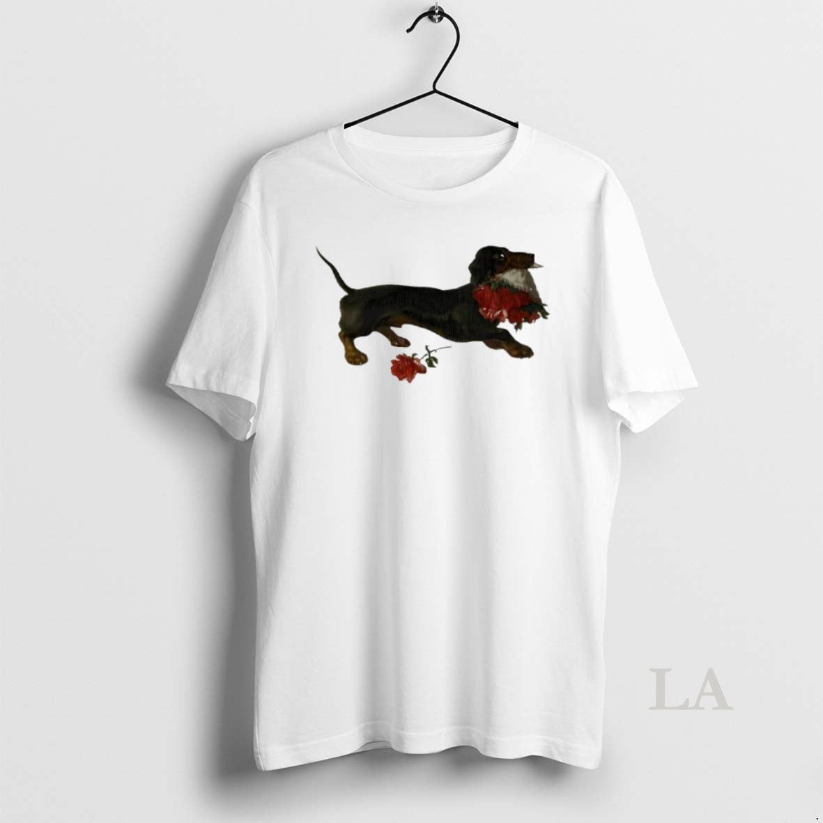 Original Top Dachshund Running With A Bouquet Of Red Flowers In Her Mouth T-Shirts, Hoodie, Sweatshirt | WearSparks.com