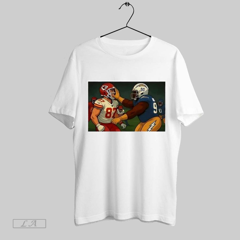 Original Travis Kelce Smacked By Chargers Cartoon