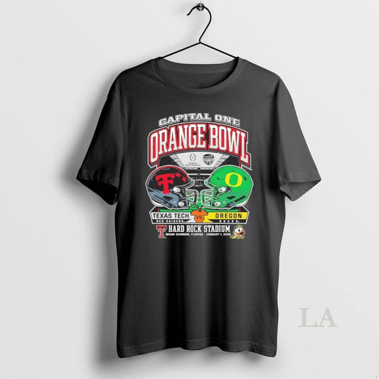 Original Oregon Vs Texas Tech 2026 Capital One Orange Bowl Dueling Helmets January 1 Hard T-Shirts, Hoodie, Sweatshirt