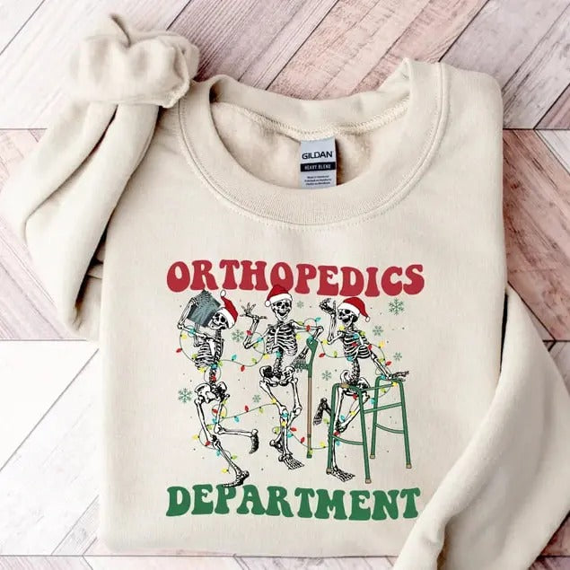 Orthopedic Department Sweatshirt, Ortho Christmas Nurse Sweatshirt, Skeleton Dancing Nurse Sweatshirt, Ortho Group Team Nurse Sweatshirt