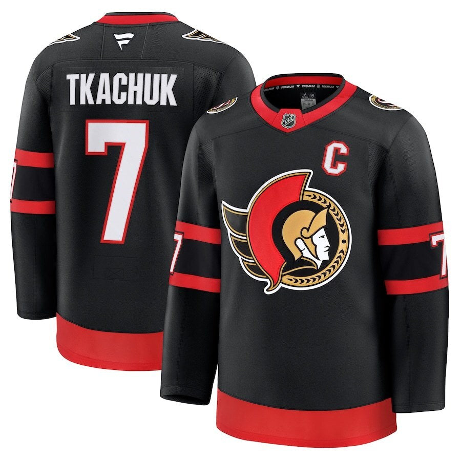 Ottawa Senators #7 Brady Tkachuk Home Premium Jersey - Black