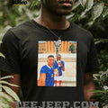 Ousmane Dembele & Kylian Mbappe posing in front of Philadelphia Museum of Art shirt