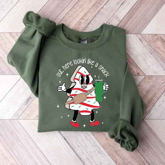 Out Here Lookin Like A Snack Sweatshirt, Christmas Tree Cake Sweater, Boujee Christmas Shirt, Cute Christmas Tree Shirt, Xmas Holiday Shirt, Winter Christmas Xmas Gift Shirt