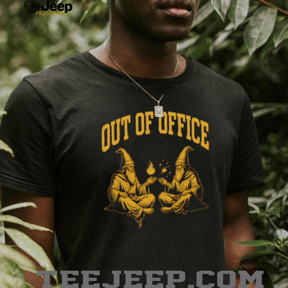 Out of Office Wizard Magic Fantasy Art Funny Graphic Black T Shirt