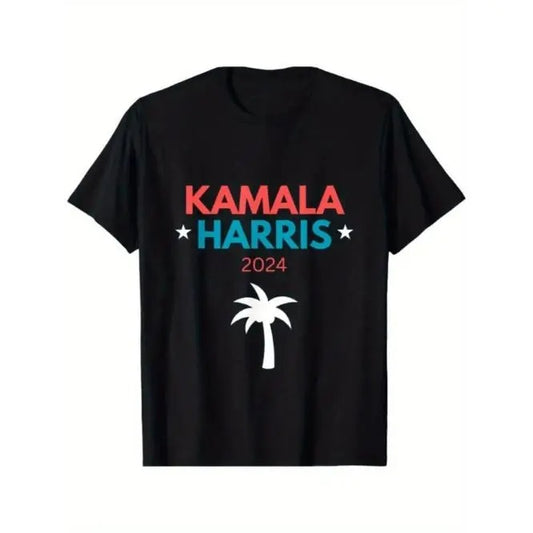 Outdoor men's crew neck T-shirt, comfortable and breathable, Kamala Harris 2024 US Election Coconut Funny T-shirt breathable soft men's printed T-shirt cotton, everything goes with it Made in USA