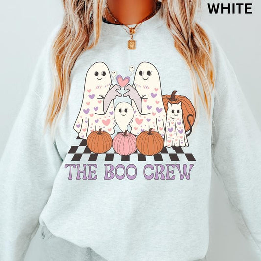 Oversized Halloween Crewneck Sweatshirt, The Boo Crew Crewneck, Retro Sweatshirt Graphic Oversized Halloween Graphic...