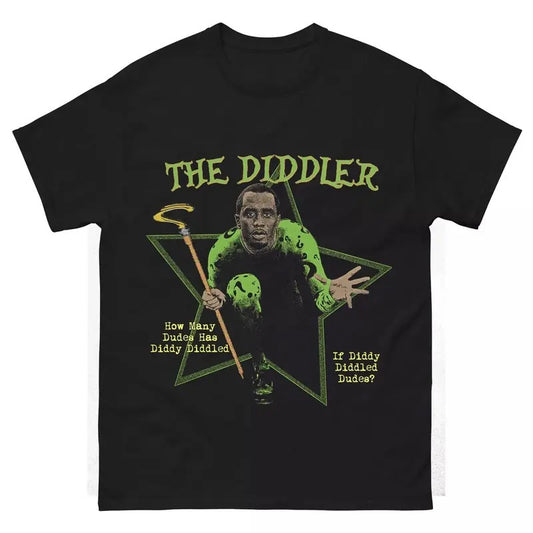 P D!ddy Funny 39 The D!ddler 39 Ironic T-Shirt Sean Diddy Combs Parod Round T-shirt, Vintage 90s style top clothing, Unisex graphic Streetwear shirts