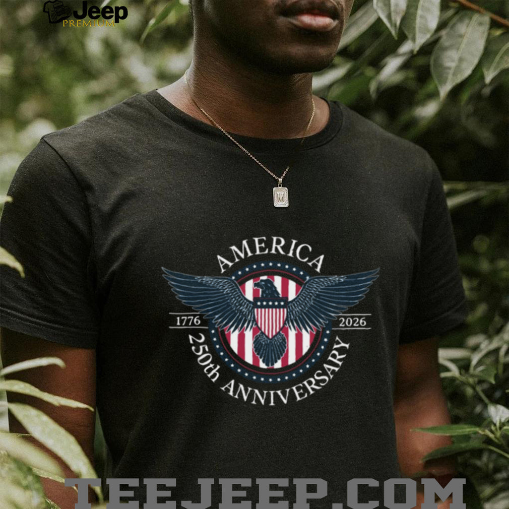 USA 250th Anniversary 1776 2026 Patriotic Eagle Shield Black T shirt
