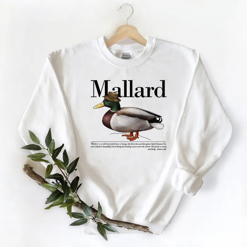 PA2501 Vintage Mallard Duck graphic Unisex Tshirt Sweatshirt Hoodie, for duck hunters, husbands, Hunting Season Cotton Womenswear