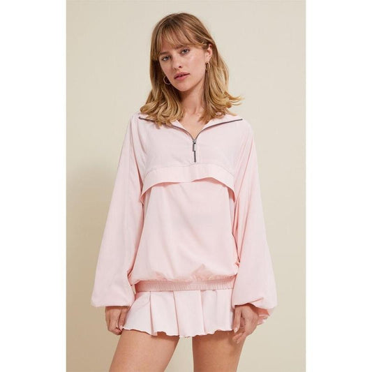 PAC 1980 Women's Active Pink Half Zip Windbreaker Track Jacket