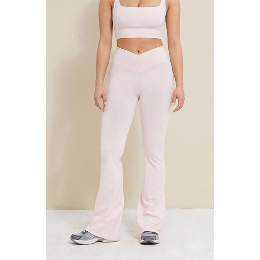 PAC 1980 Women's PAC WHISPER Active Pink Crossover Flare Yoga Pants