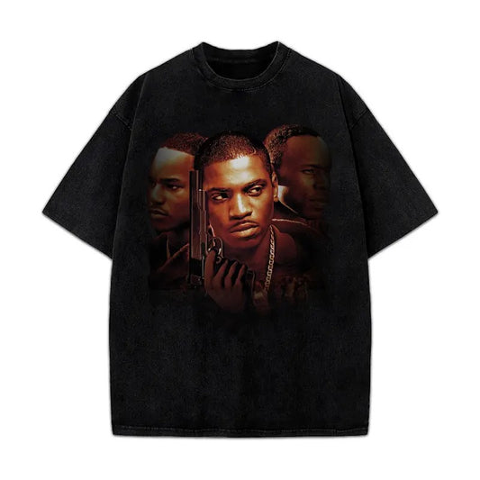 PAID IN FULL Mitch Ace & Rico Oil Paint Style Classic Hood Hip Hop Movie T-Shirt Cotton Menswear