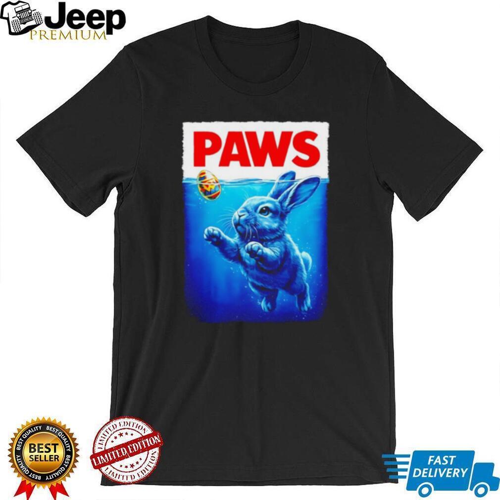 PAWS Easter Bunny Parody Jaws Movie Poster Funny T Shirt