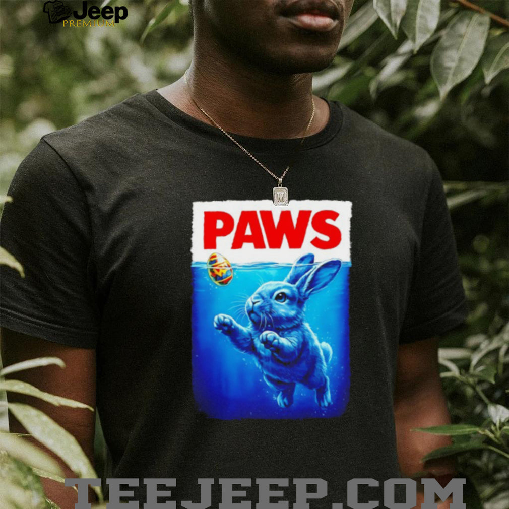 PAWS Easter Bunny Parody Jaws Movie Poster Funny T Shirt