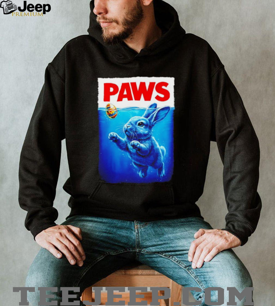 PAWS Easter Bunny Parody Jaws Movie Poster Funny T Shirt