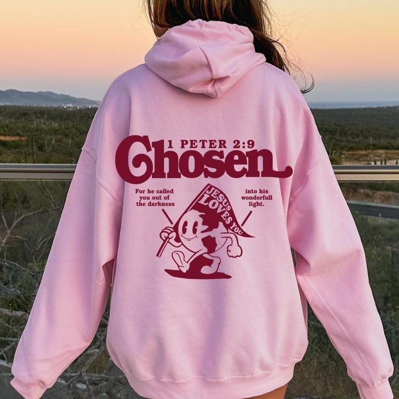 PETER 2:9 CHOSEN CHRISTIAN HOODIE OVERSIZED COMFY CASUAL COTTON HOODIE Light Unisex Christmas Menswear T-Shirts, Sweatshirt
