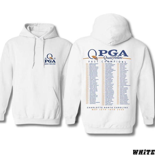PGA Champions Hoodie - 2025 Tournament Design Featuring Past Champions List, Official Event Hoodie for Golf Enthusiasts, Unisex Sweatshirt Womenswear Comfortable