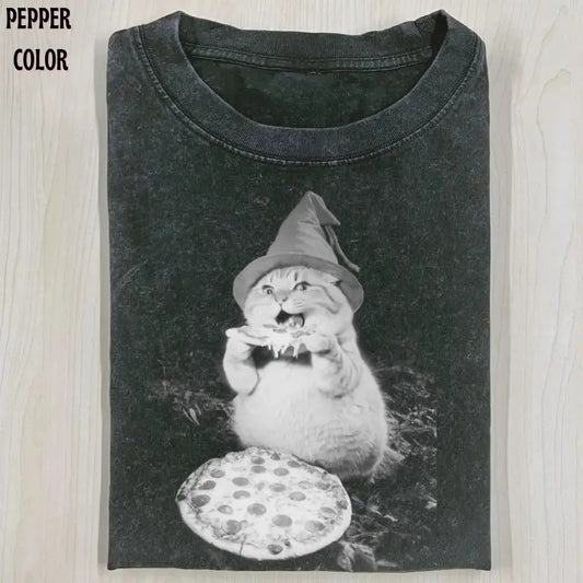 PIZZA LOVER T-SHIRT, Cat tee, Meme Funny Vintage graphic 90' Graphic tee Womenswear Top Hoodie, Sweatshirt | WearSparks.com