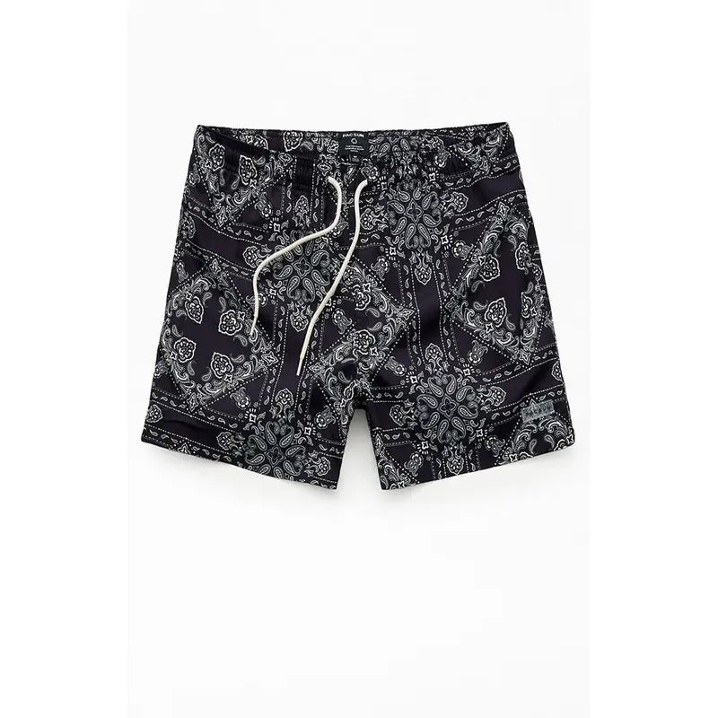 PacSun Men's Black Syndicate AOP 4.5" Swim Trunks