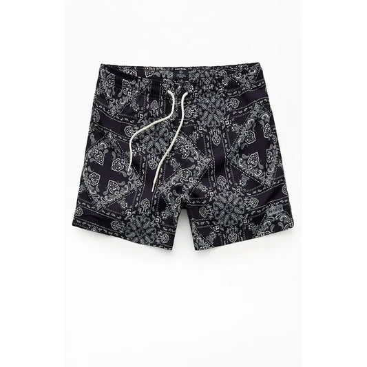 PacSun Men's Black Syndicate AOP 4.5" Swim Trunks