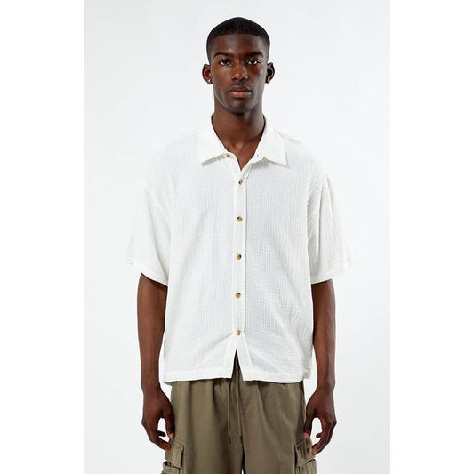 PacSun Men's Cream Boxy Button Down Shirt