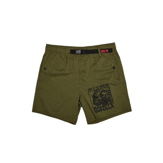 PacSun Men's Godzilla Monster & Kanji Green Shorts