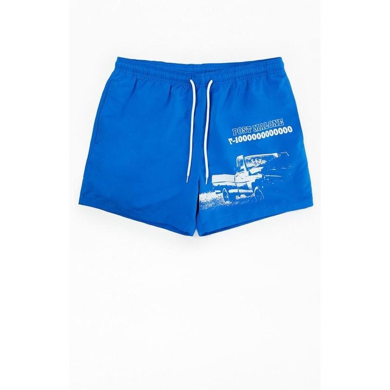 PacSun Men's Post Malone Blue 4.5" Swim Trunks