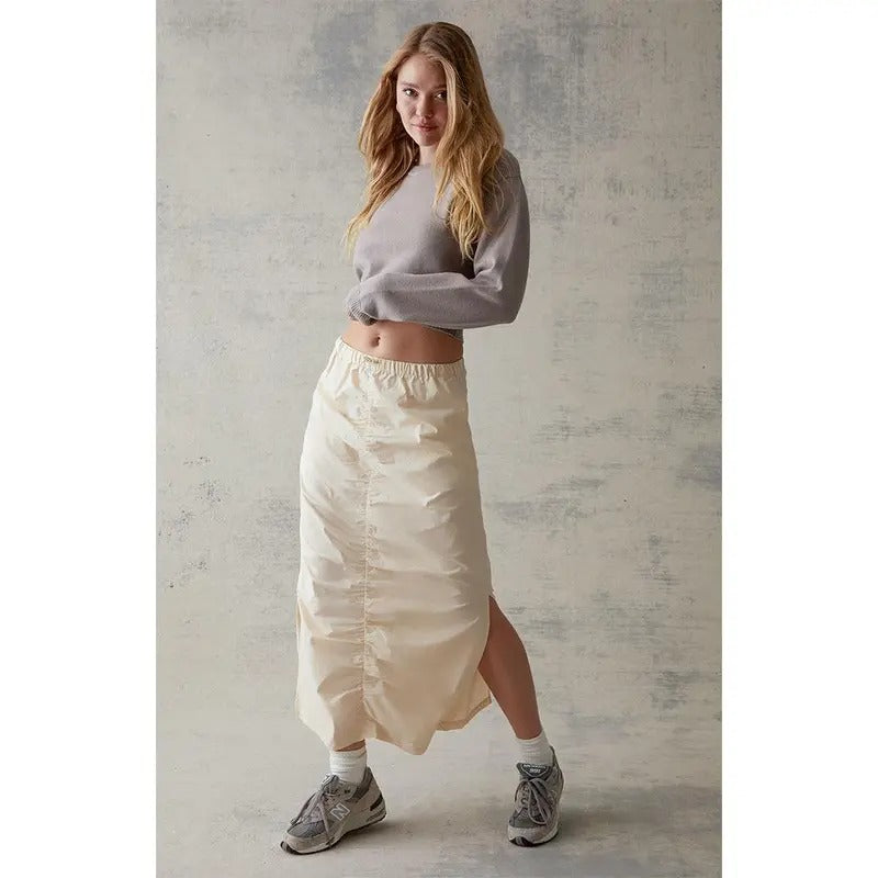 PacSun Women's Cinched Front Midi Skirt - Multicolor