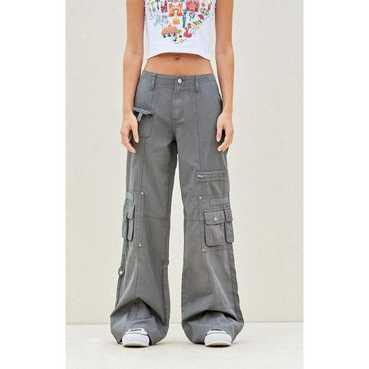 PacSun Women's Dark Gray Low Rise Baggy Flare Cargo Pantsstyle{n002}2