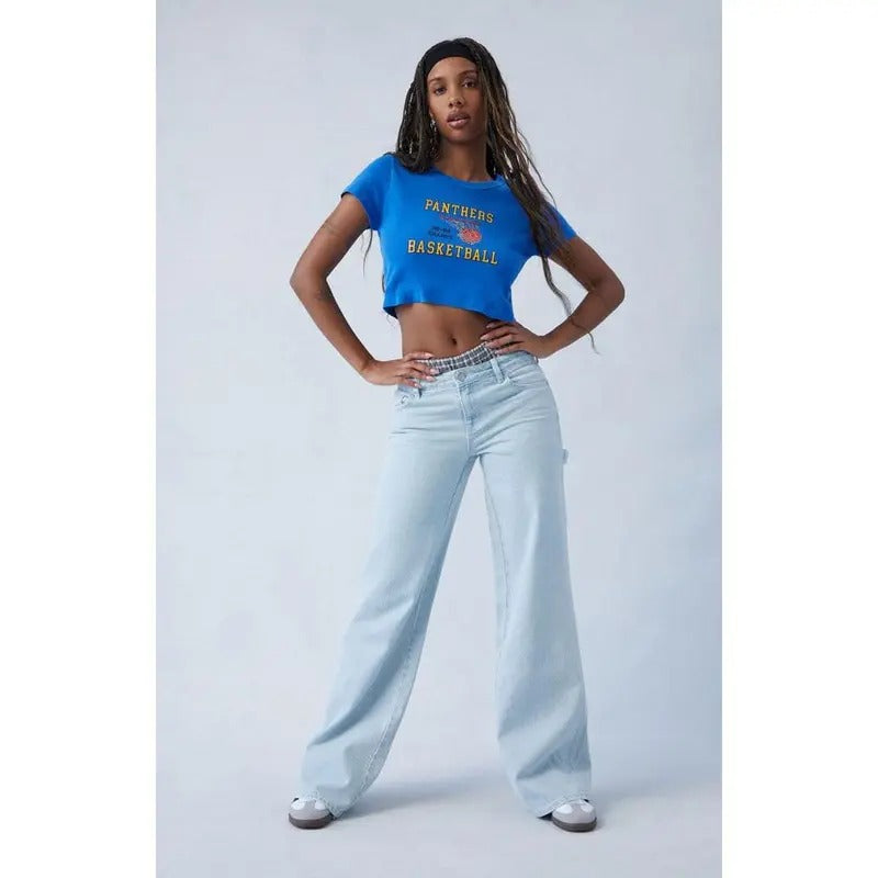 PacSun Women's Eco Light Indigo Carpenter Low Rise Baggy Jeans