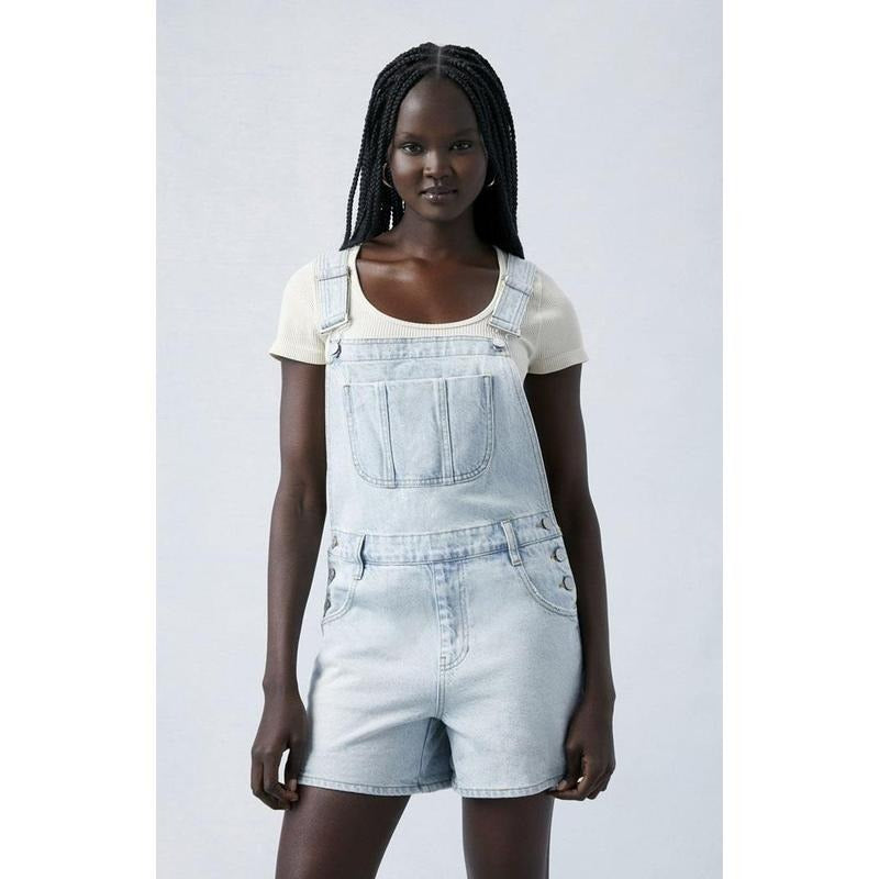 PacSun Women's Eco Light Indigo Denim Short Overalls T-Shirts, Hoodie, Sweatshirt | WearSparks.com