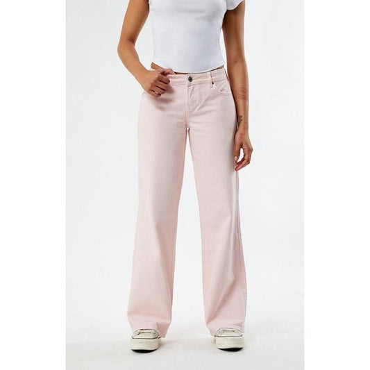 PacSun Women's Eco Light Pink Low Rise Wide Leg Jeans