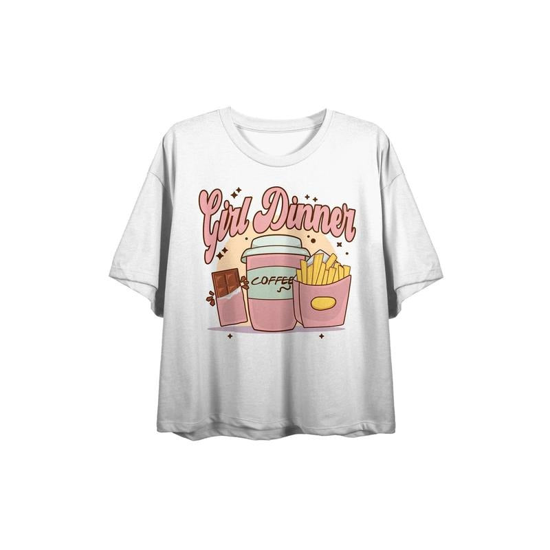 PacSun Women's Girl Dinner Chocolate Coffee & Fries Cropped T-Shirt Hoodie, Sweatshirt | WearSparks.com
