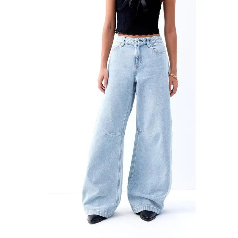 PacSun Women's Light Indigo Baggy Barrel Jeans