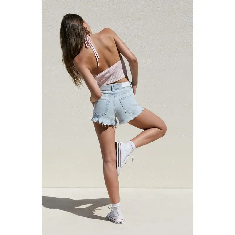 PacSun Women's Light Indigo Ripped High Waisted Denim Festival Shortsstyle{n002}3 T-Shirts, Hoodie, Sweatshirt