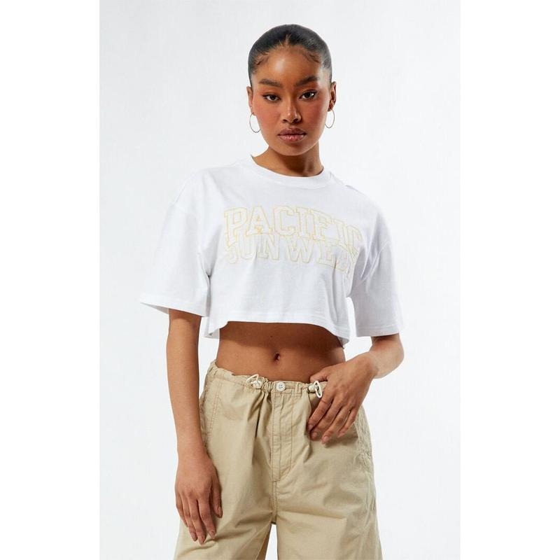 PacSun Women's Pacific Sunwear Eyelet Super Cropped T-Shirt