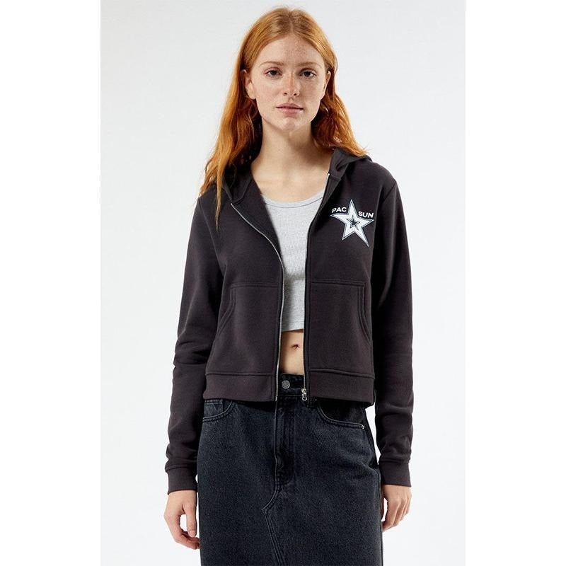 PacSun Women's Star Zip Up Hoodie T-Shirts, Sweatshirt | WearSparks.com
