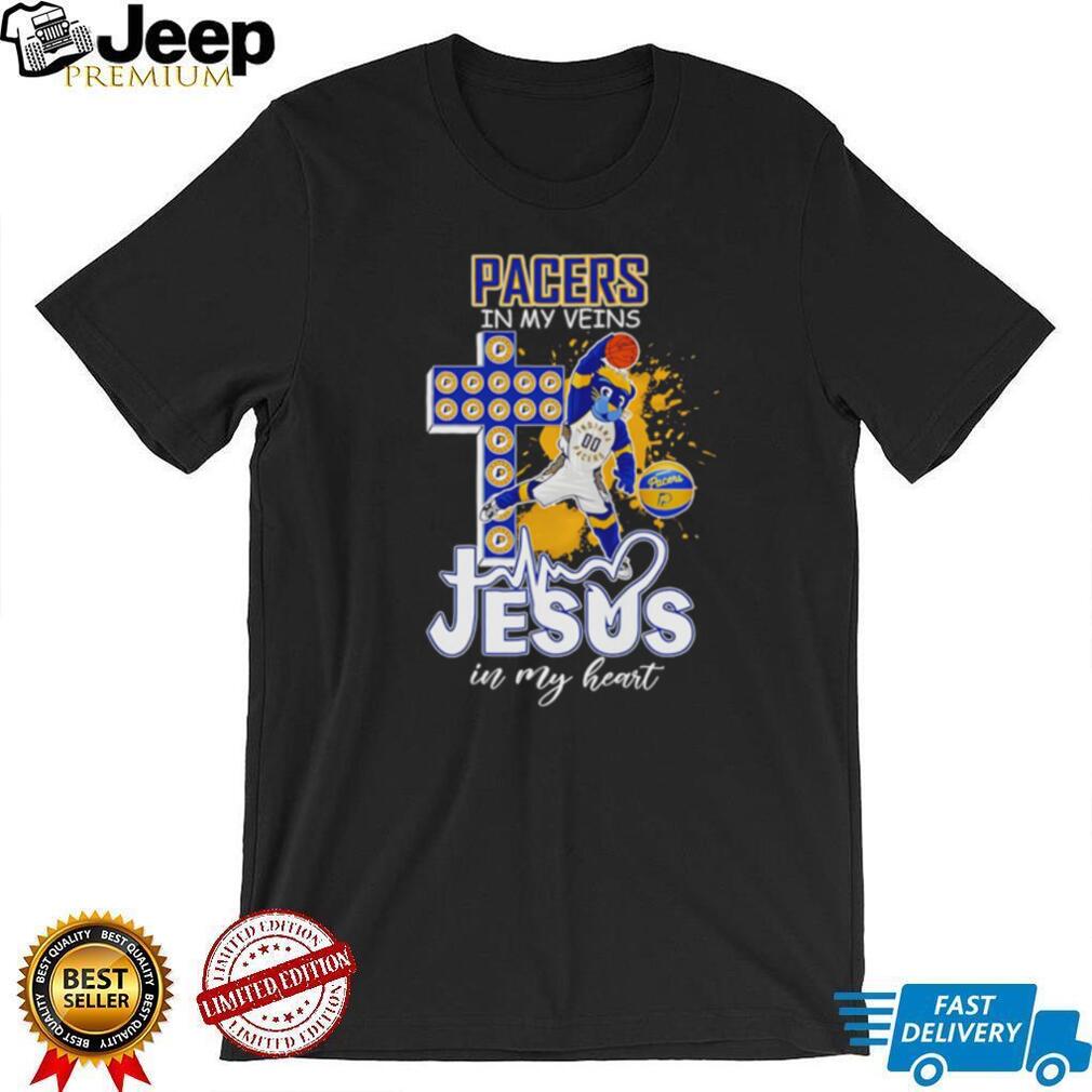 Pacers In My Veins Jesus In My Heart T Shirt Indiana Basketball Faith T Shirt