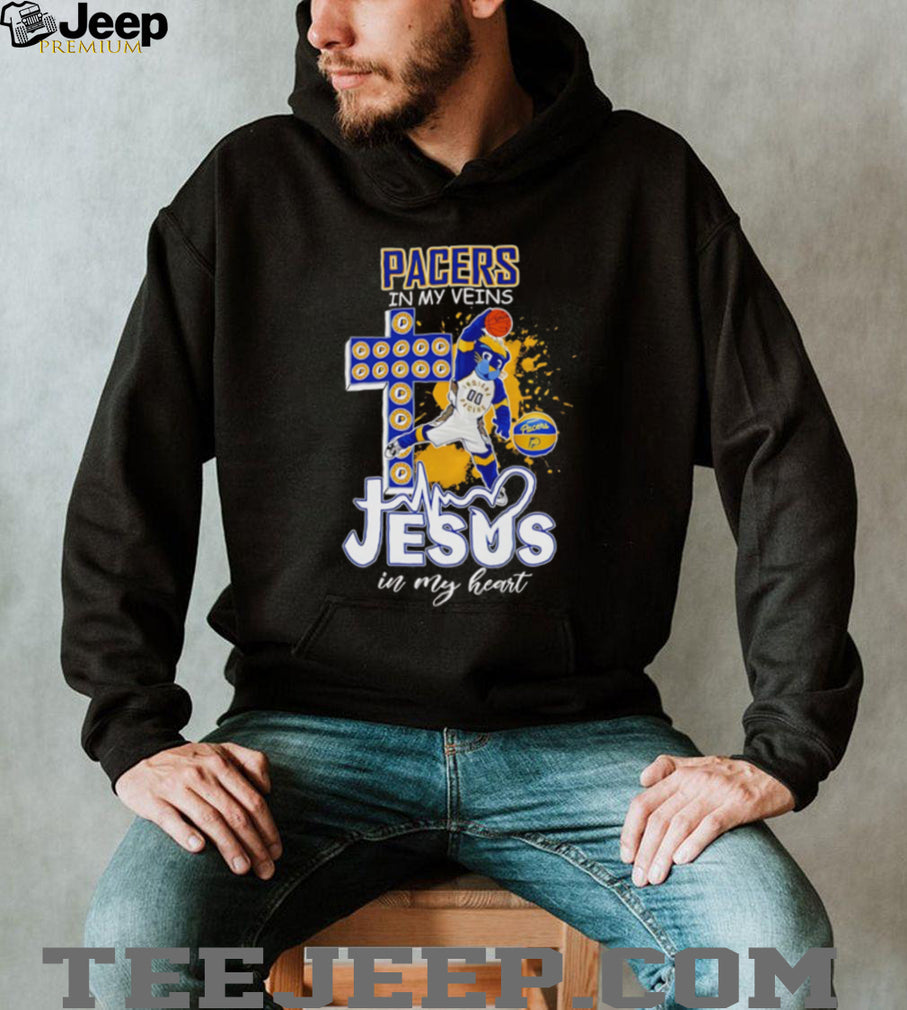 Pacers In My Veins Jesus In My Heart T Shirt Indiana Basketball Faith T Shirt